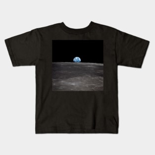 Planet Earth Crescent rises above the Moon horizon Kids T-Shirt